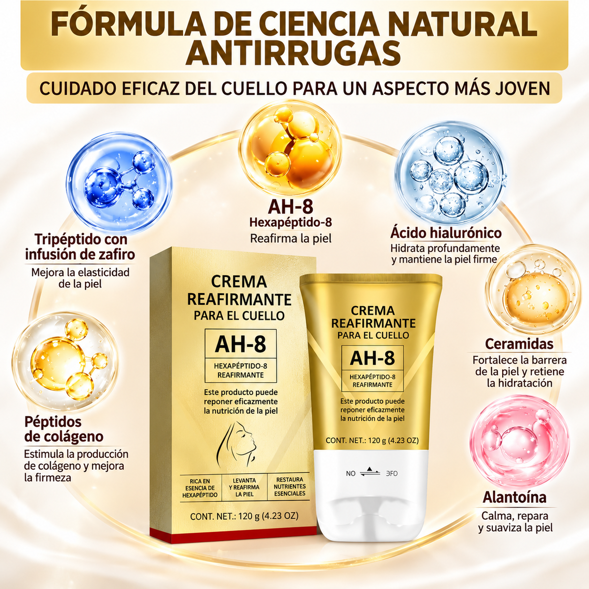 Fórmula e ingredientes destacados de la crema AH-8